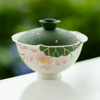 Handmade Ceramic Gaiwan with Lotus Design – 95ml Traditional Chinese Tea Cup with Lid-1