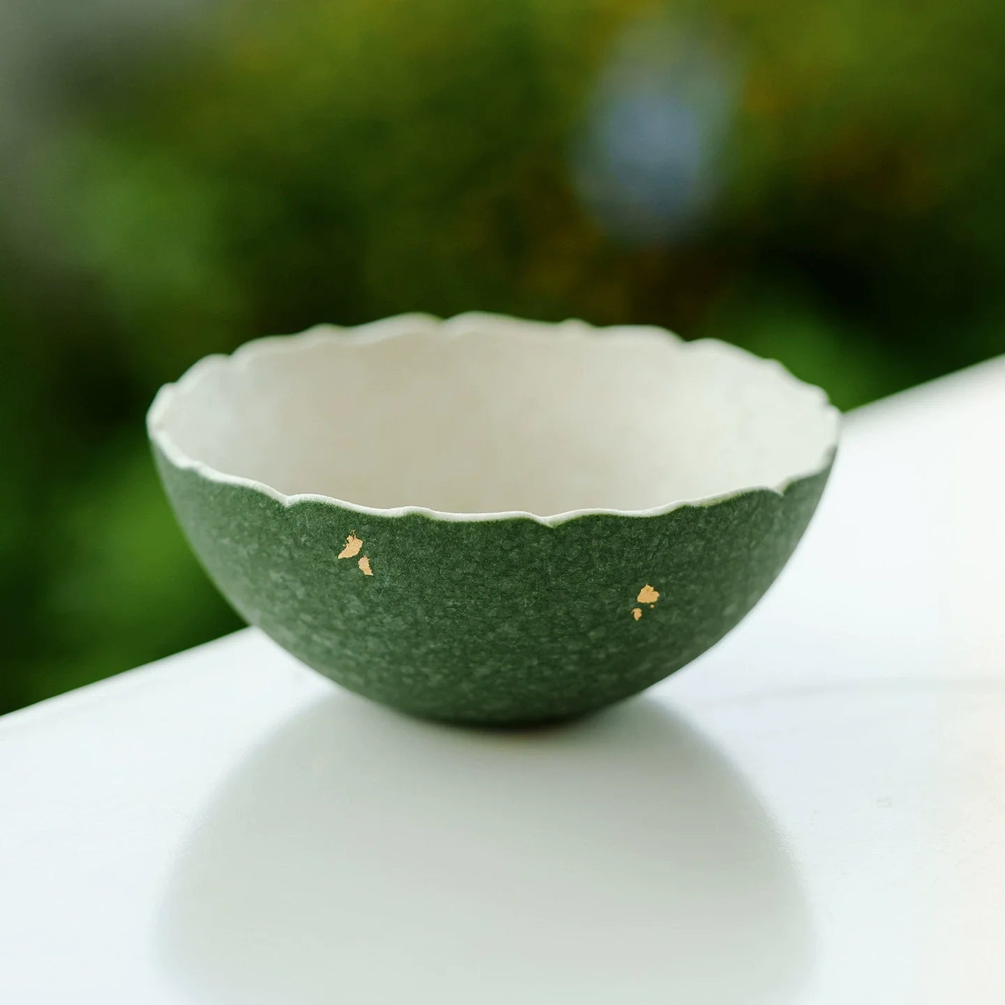 Handmade Green Ceramic Teacup with Scalloped Rim – 85ml Traditional Chinese Tea Cup-1
