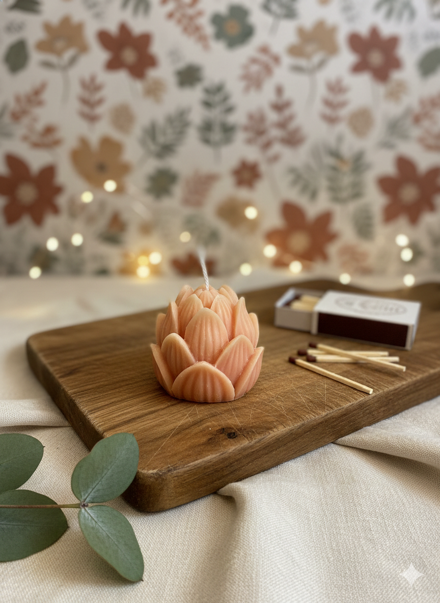 Mini Lotus Candle | Handmade Floral Candle-2