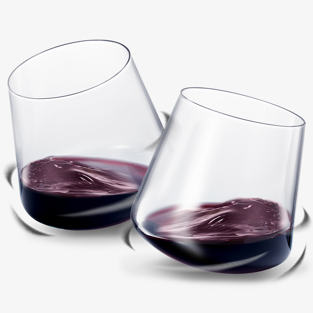 Rolling Un-Spillable Stemless Spinning Aerating Wine Glasses | Set of 2 | 13.5OZ-0