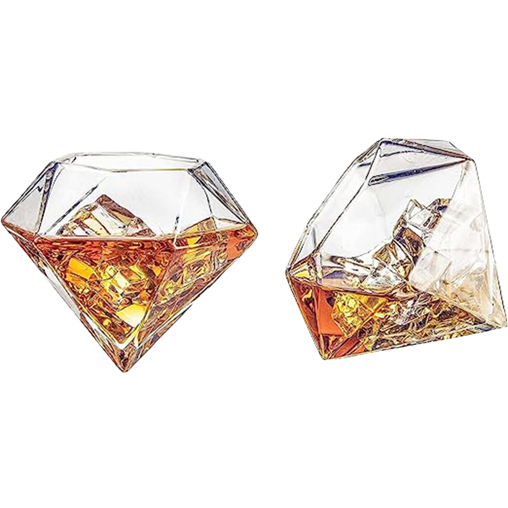 The Wine Savant Diamond Whiskey Glasses, Set of 2 10 oz