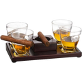 The Wine Savant Cigar Glasses Tray & Ash Tray, 4 Whiskey Cigar Glasses