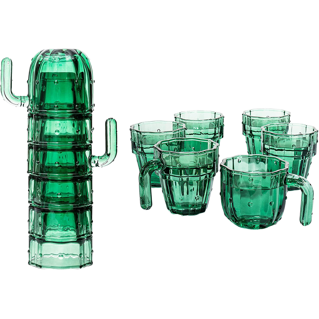 Cactus Stackable Glasses, Set of 6-10 oz-0