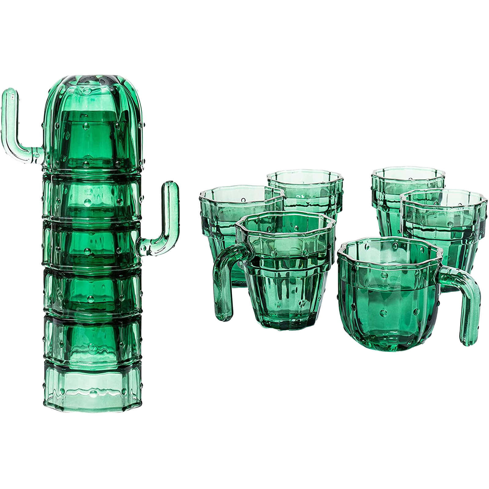 Cactus Stackable Glasses, Set of 6-10 oz-0