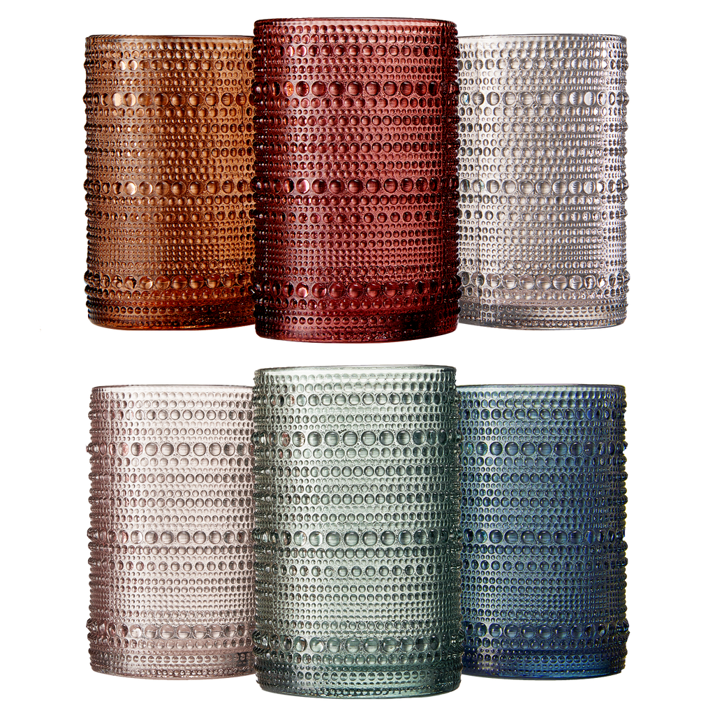 Beaded Highball Drinking Glasses | Set of 6