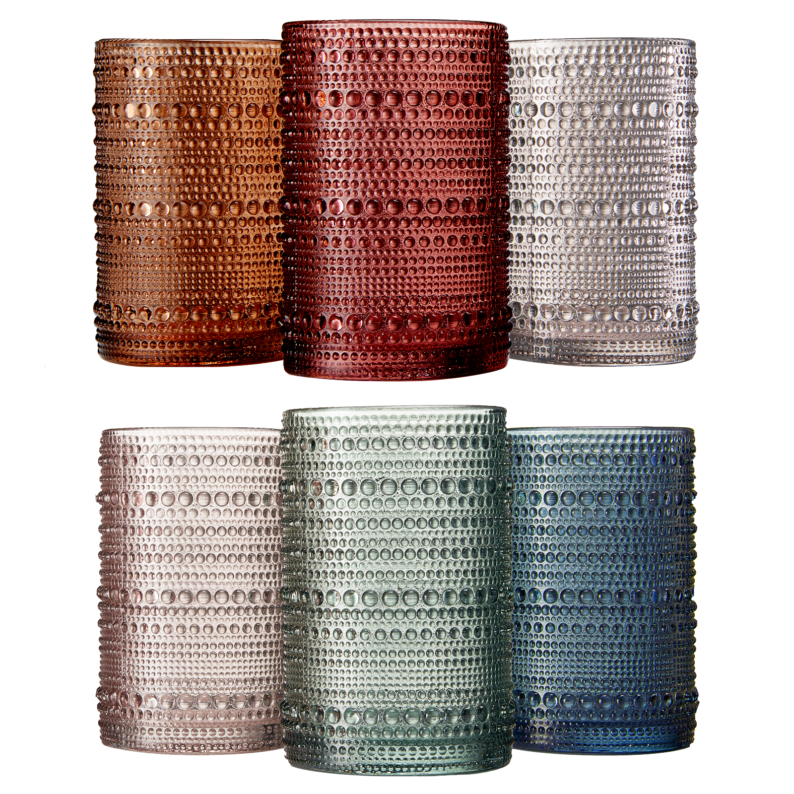 Beaded Highball Drinking Glasses | Set of 6