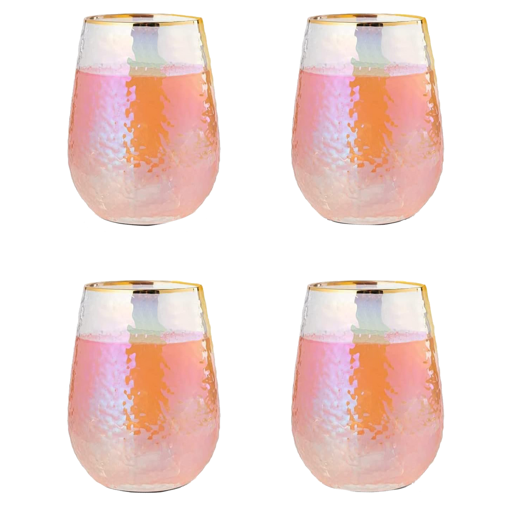 Festive Lustered Iridescent Stemless Wine - Set of 4-1