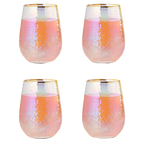 Festive Lustered Iridescent Stemless Wine - Set of 4-1