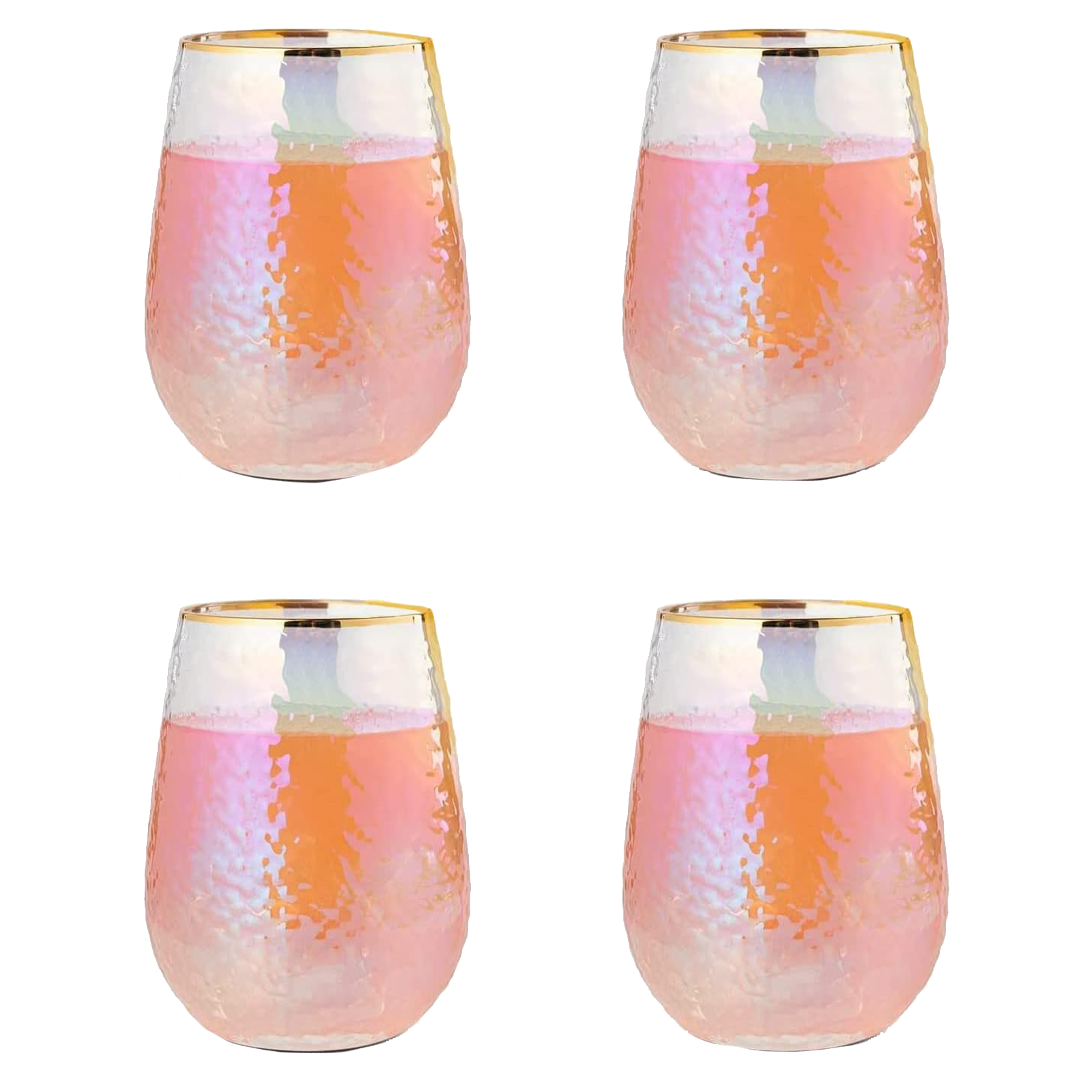 Festive Lustered Iridescent Stemless Wine - Set of 4-1