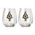Stemless Christmas Tree Wine Glasses - Set of 2-0