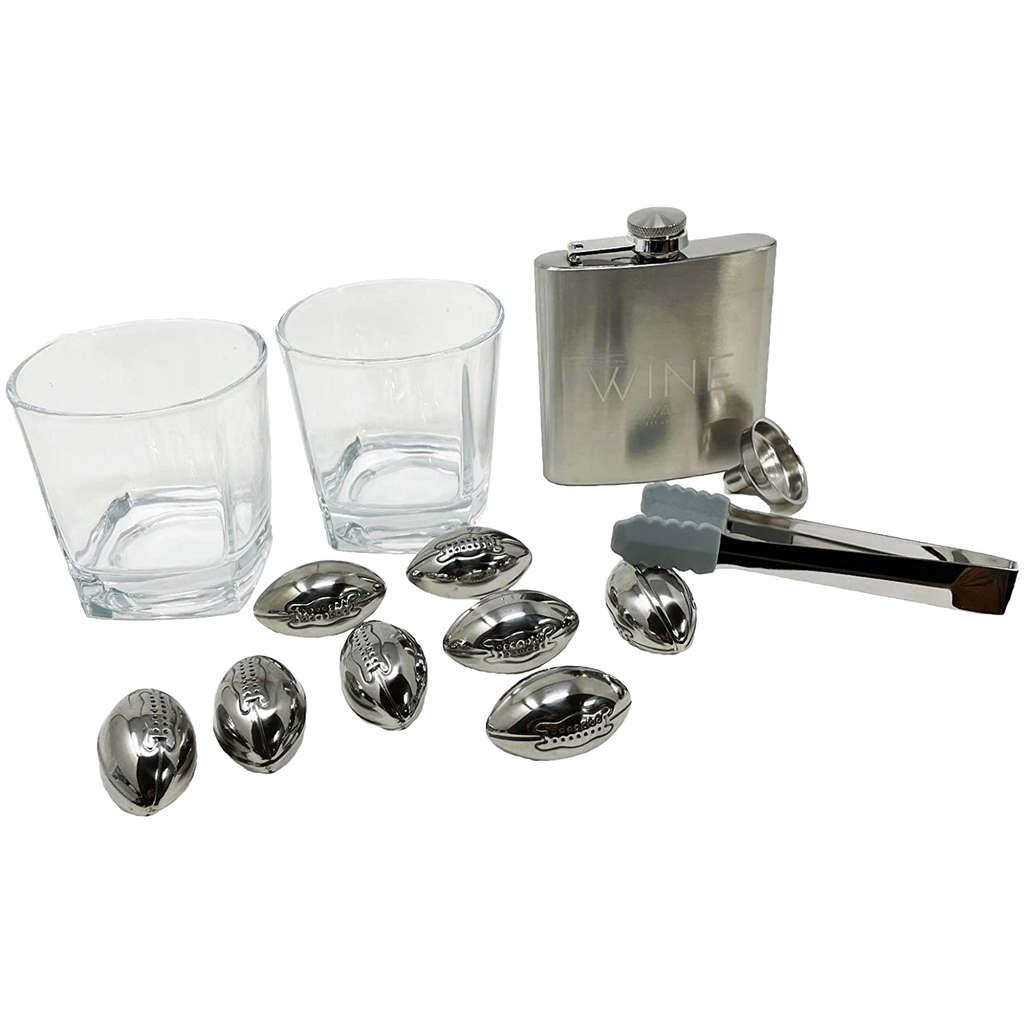 Whiskey Glasses And Football Chilling Stones Gift Set-1