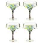Mexican Design Hand Blown Margarita Glass – Set of 4 (Confetti Margarita)