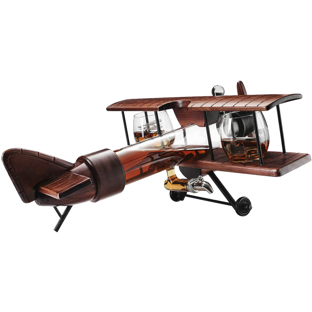 Whiskey & Wine Decanter Airplane Set - Large 21"-1