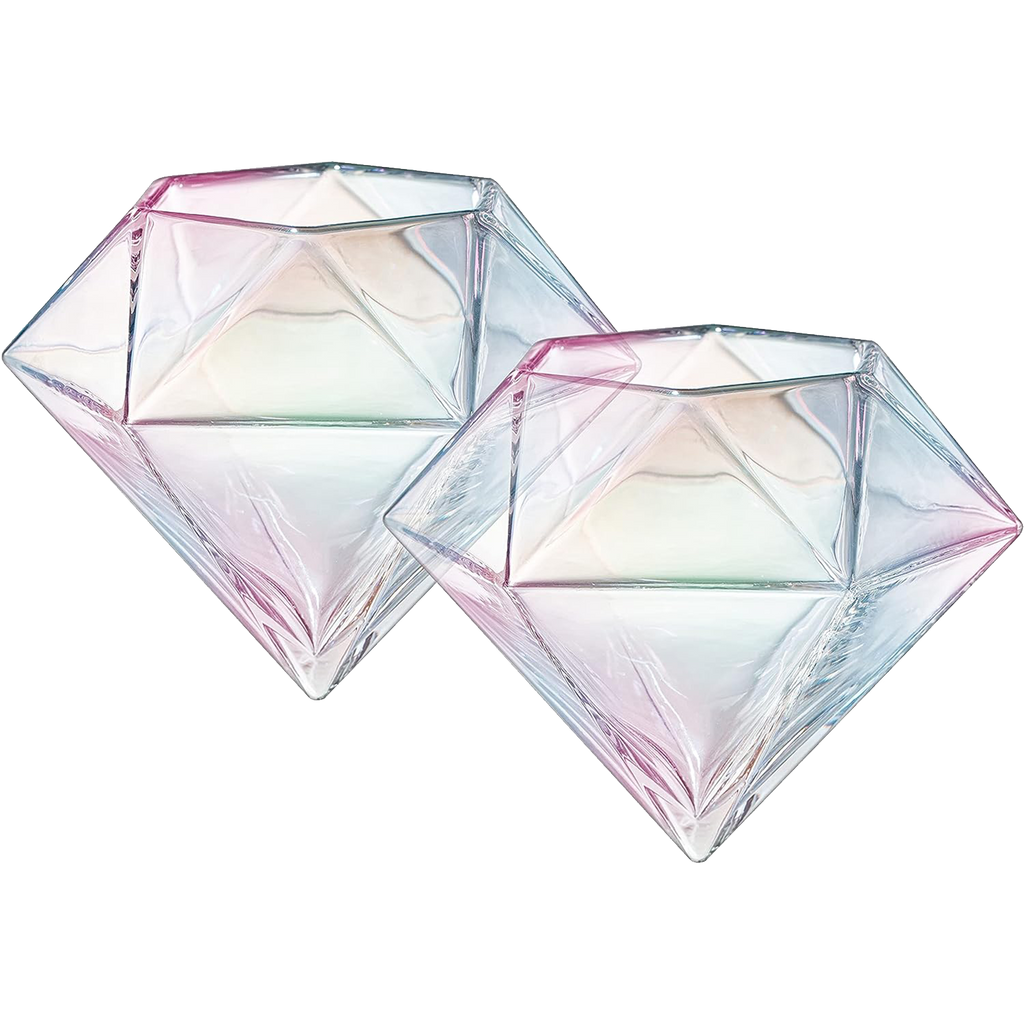 Set of 2 Iridescent Diamond Whiskey & Wine Glasses 10oz-0