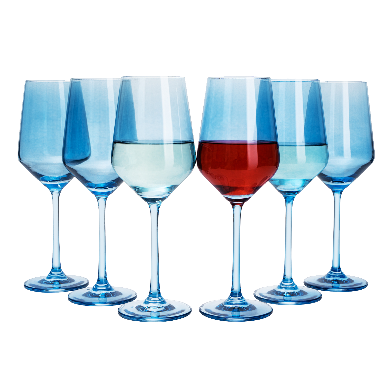 Colored Wine Glass Set, 12oz Glasses Set of 6 (Cobalt Blue)-0