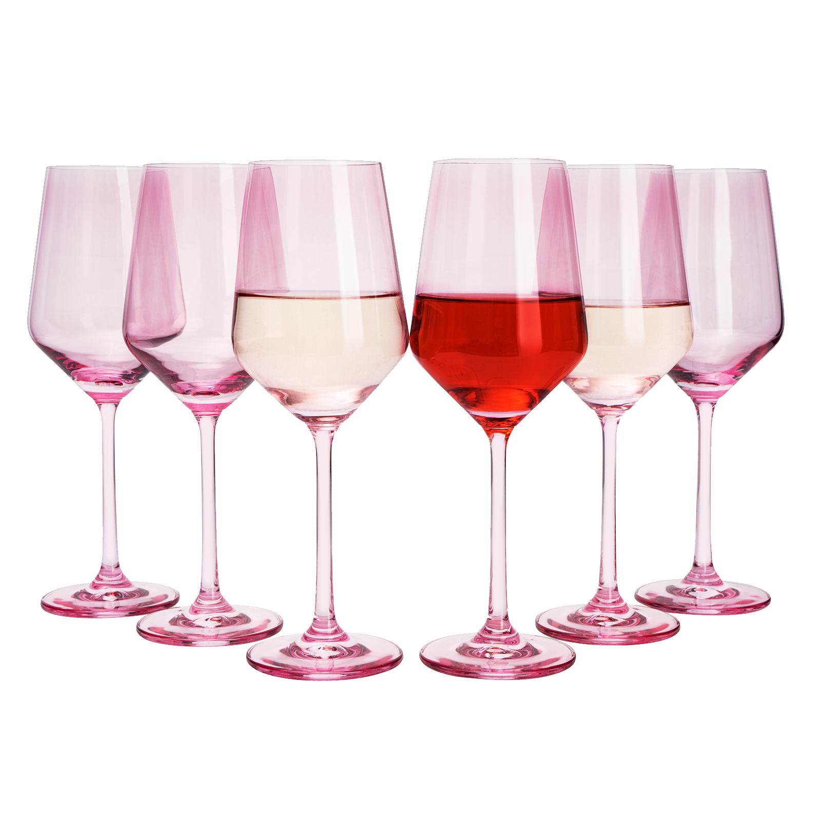 Colored Wine Glass Set,12 oz Glasses Set of 6 (Blush Pink)-0