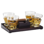 The Wine Savant Cigar Glasses Tray & Ash Tray, 4 Whiskey Cigar Glasses