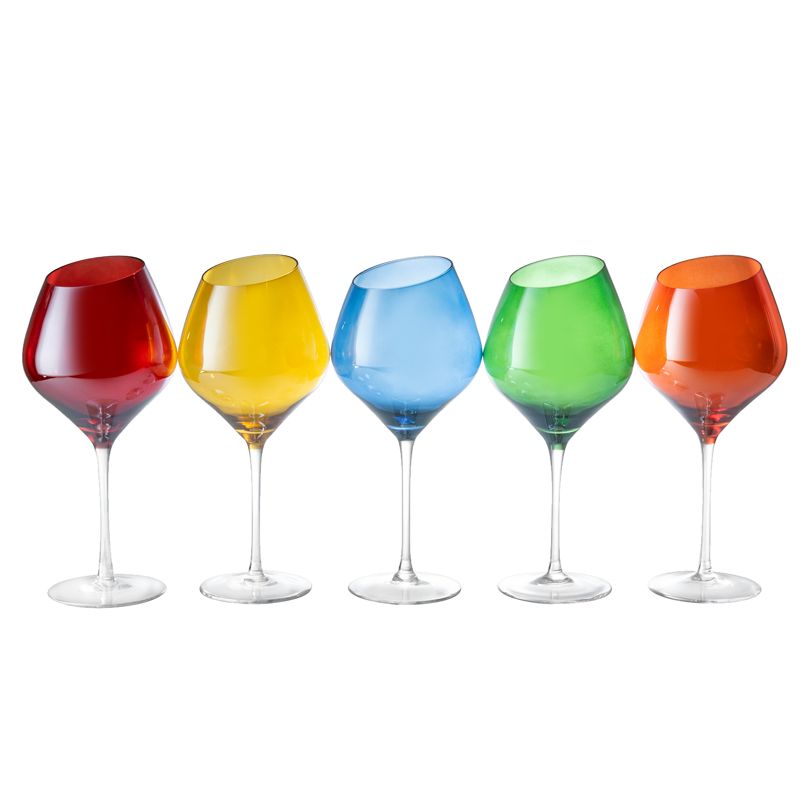Slanted Rim Colored Wine Glasses – Set of 5-0