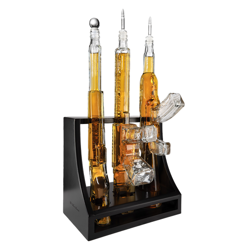 3 Gun Whiskey Decanters Set AR15, AK47, & Rifle Gun Decanter Set 1000ml-0
