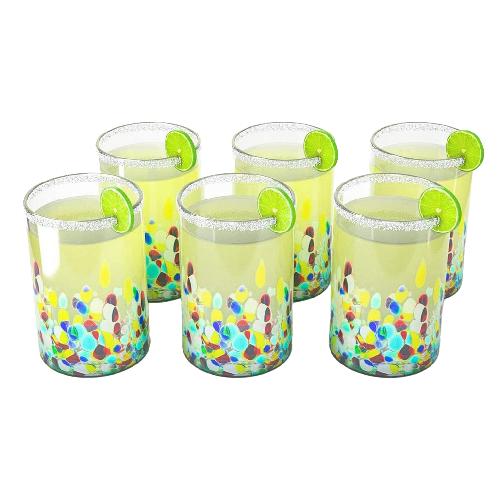 Hand Blown Mexican Drinking Glasses – Set of 6 (Climbing Confetti)