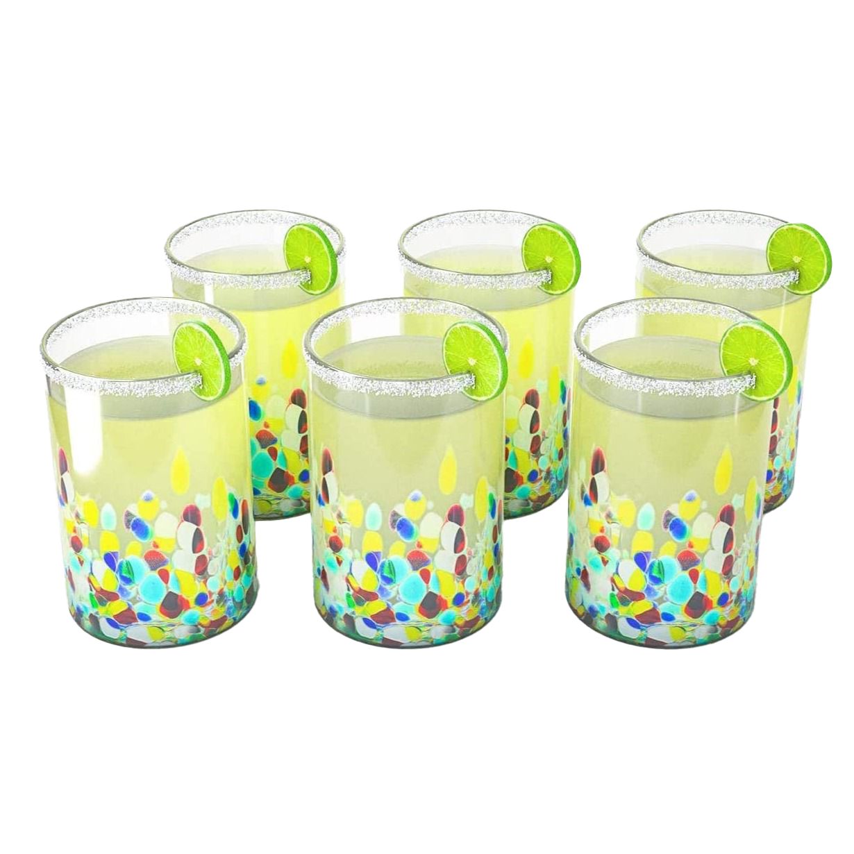 Hand Blown Mexican Drinking Glasses – Set of 6 (Climbing Confetti)