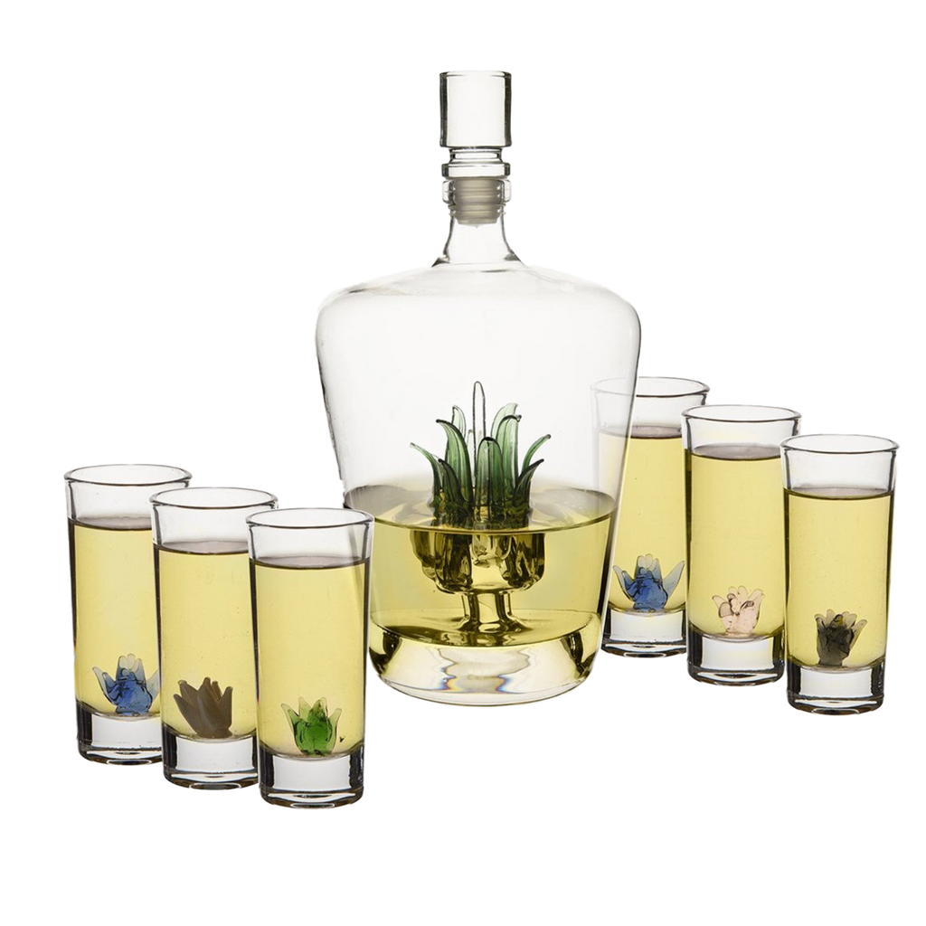 Tequila Decanter Tequila Glasses Set, 6 Agave Sipping Shot Glass (Agave)-0