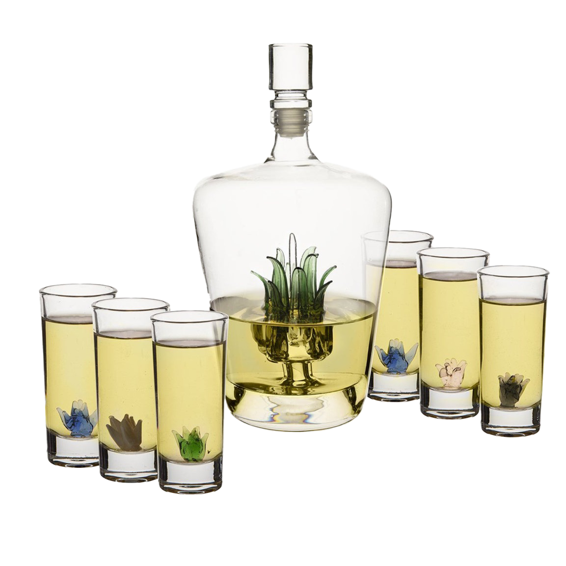 Tequila Decanter Tequila Glasses Set, 6 Agave Sipping Shot Glass (Agave)-0