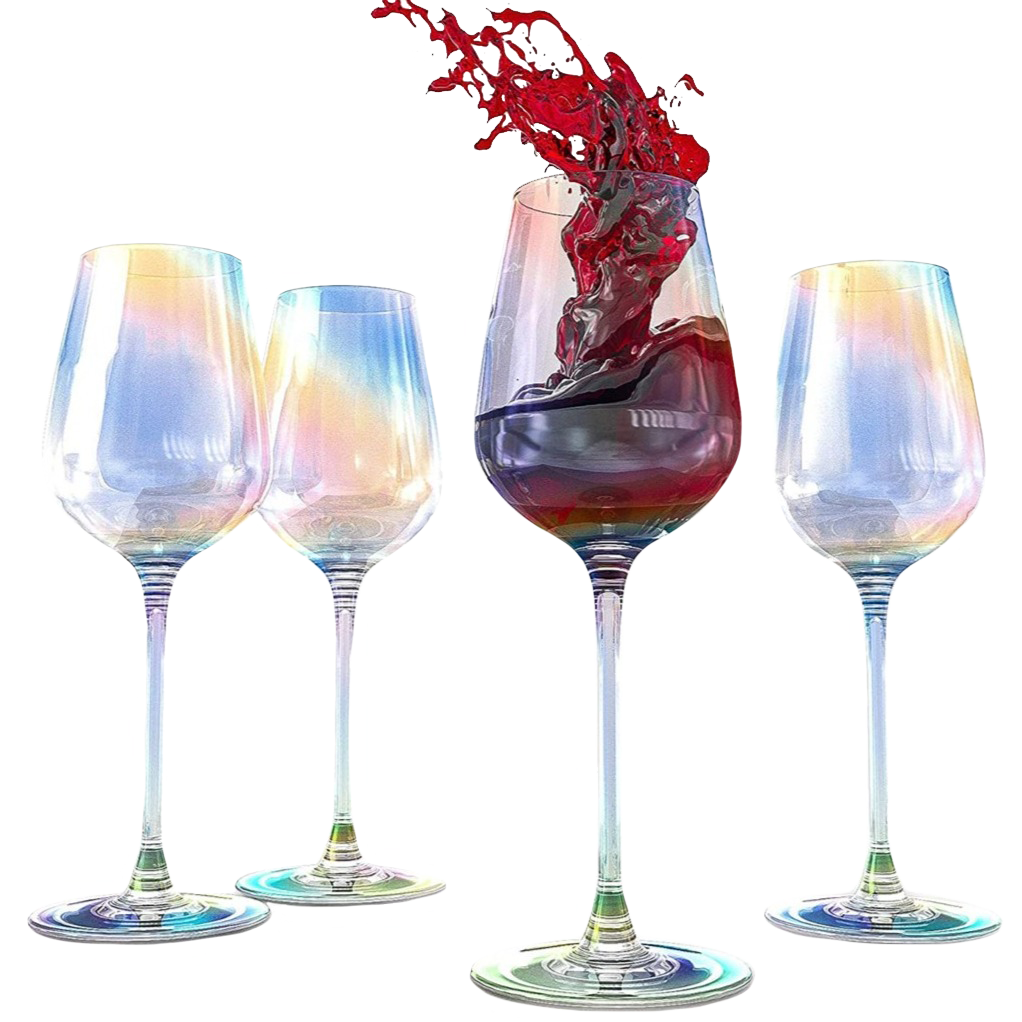 Iridescent Luster Large Radiance Wine Glasses - White Pearl Whimsy-0