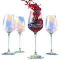 Iridescent Luster Large Radiance Wine Glasses - White Pearl Whimsy-0