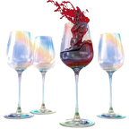 Iridescent Luster Large Radiance Wine Glasses - White Pearl Whimsy-0
