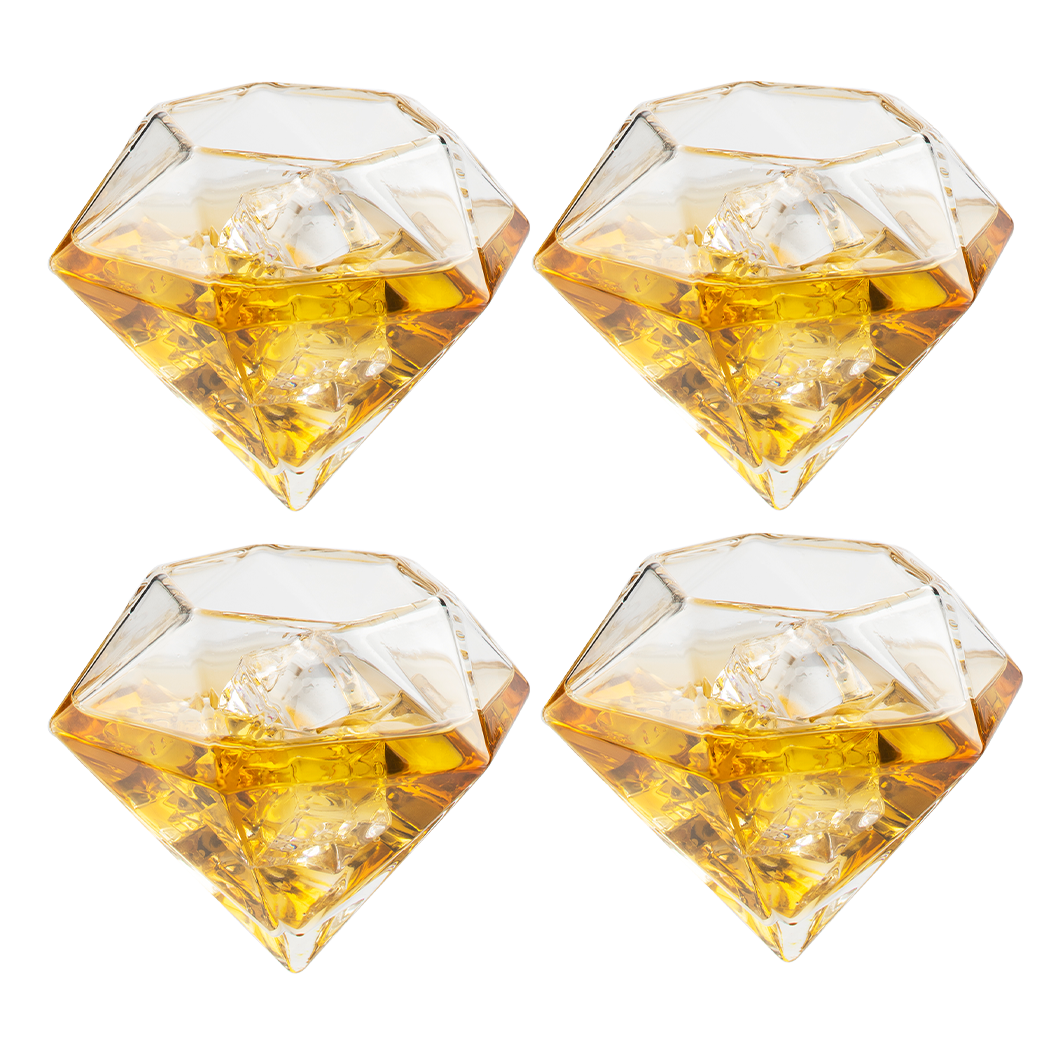 Set of 4 Diamond Whiskey & Wine Glasses 10oz