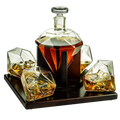 Diamond Whiskey and Wine Decanter, 750ml With 4 Diamond Glasses-0