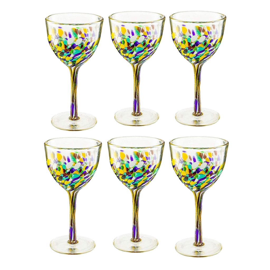Mexican Wine Glasses Set of 6 - Confetti Wine Glasses