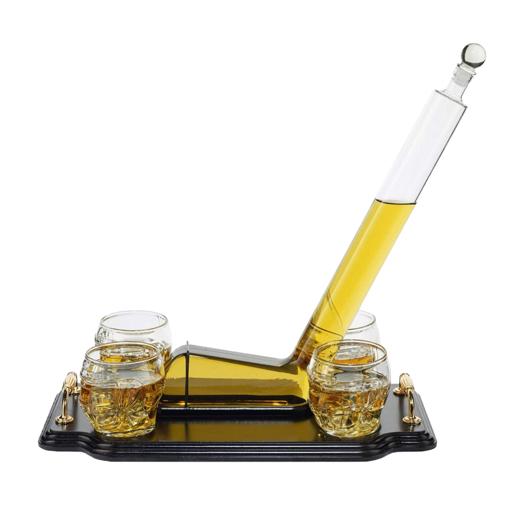 Ice Hockey Whiskey Decanter Set With 4 Helmet Whiskey Glasses-0