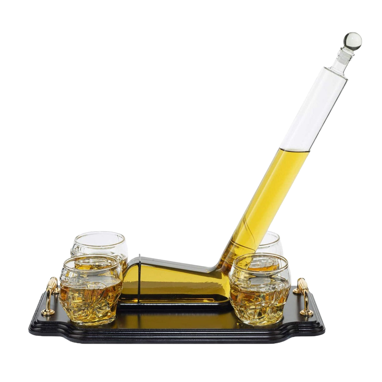 Ice Hockey Whiskey Decanter Set With 4 Helmet Whiskey Glasses-0