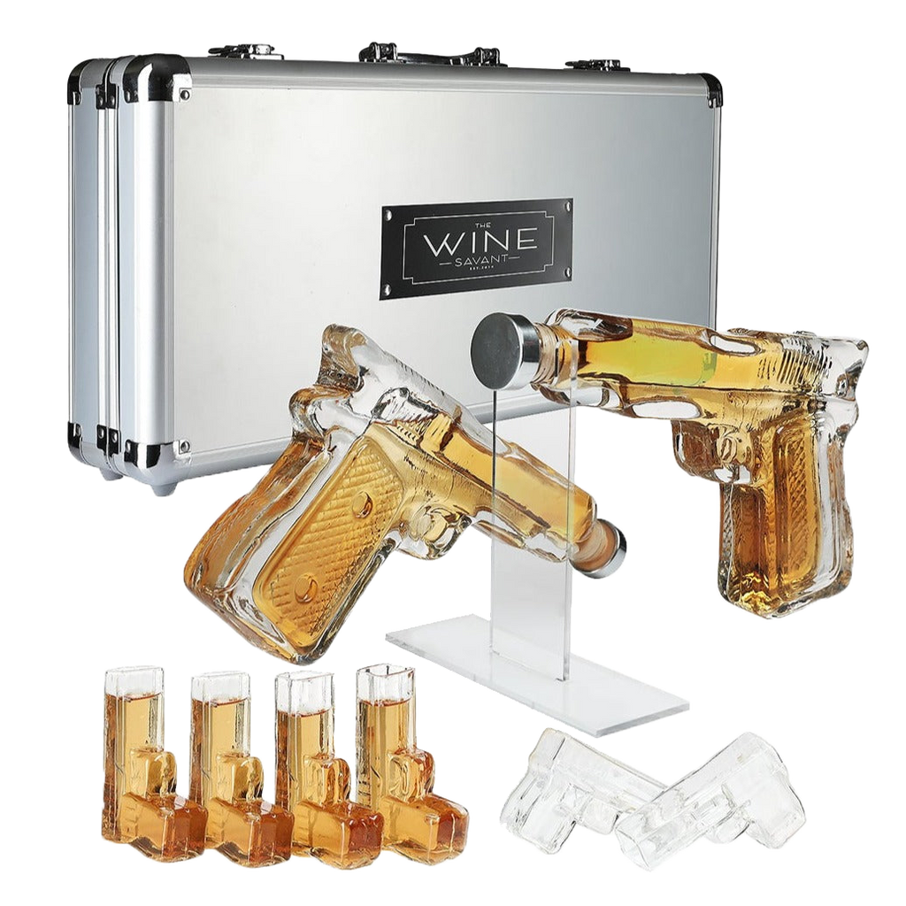 Pistol Whiskey Gun Decanter & Shot Glasses Set