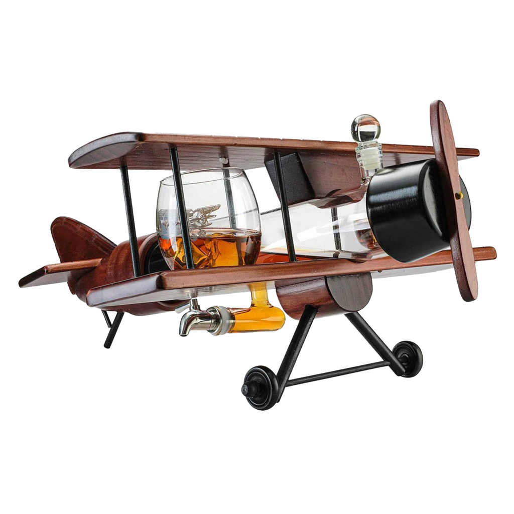 Whiskey & Wine Decanter Airplane Set - Large 21"-0