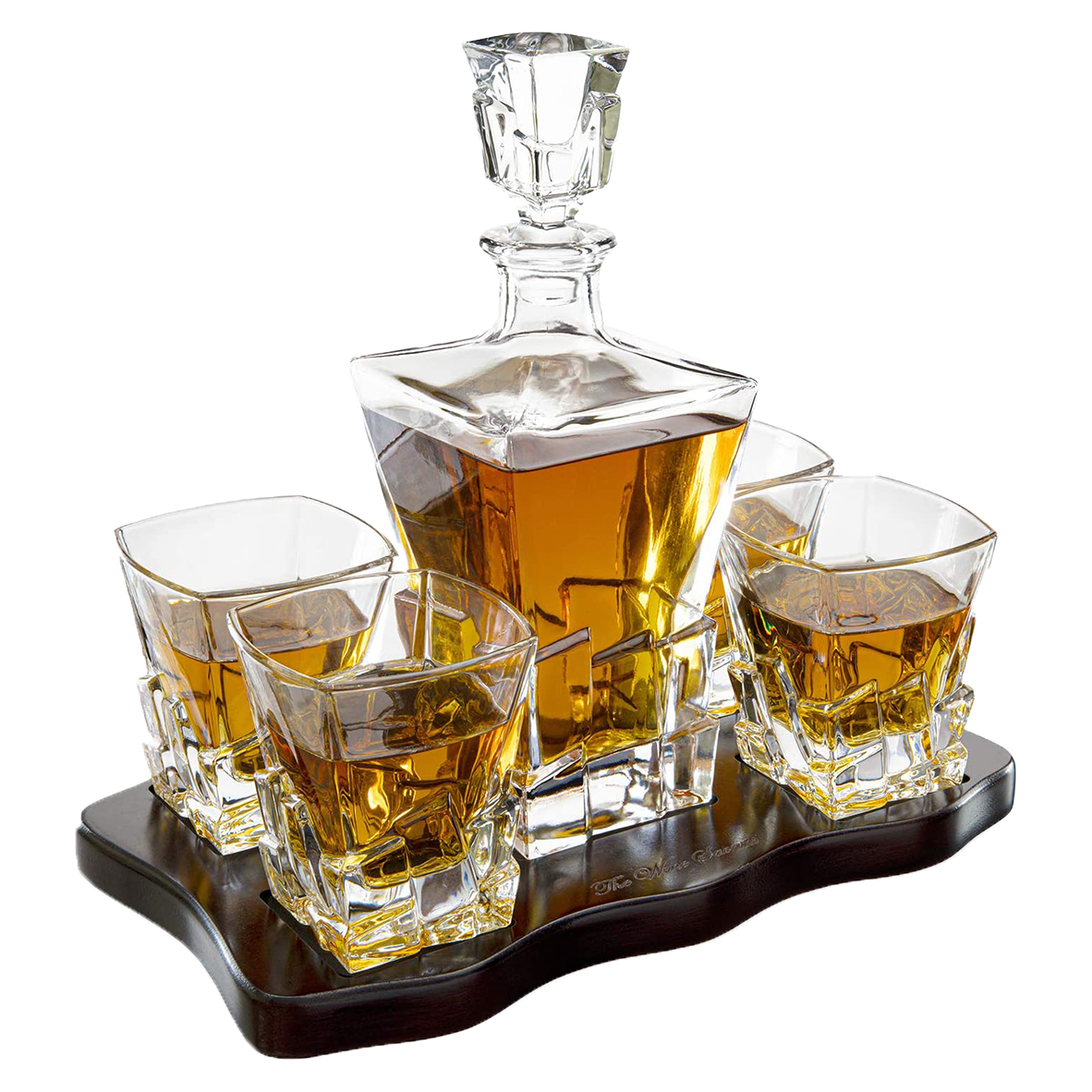 Crystal Wine and Whiskey Iceberg Mountain Glacier Decanter with 4 Glasses-1