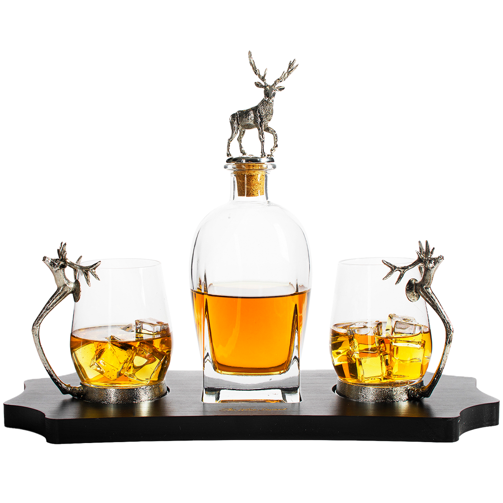 Stag Antler Decanter Set with 2 Stag Glasses - 750ml-1