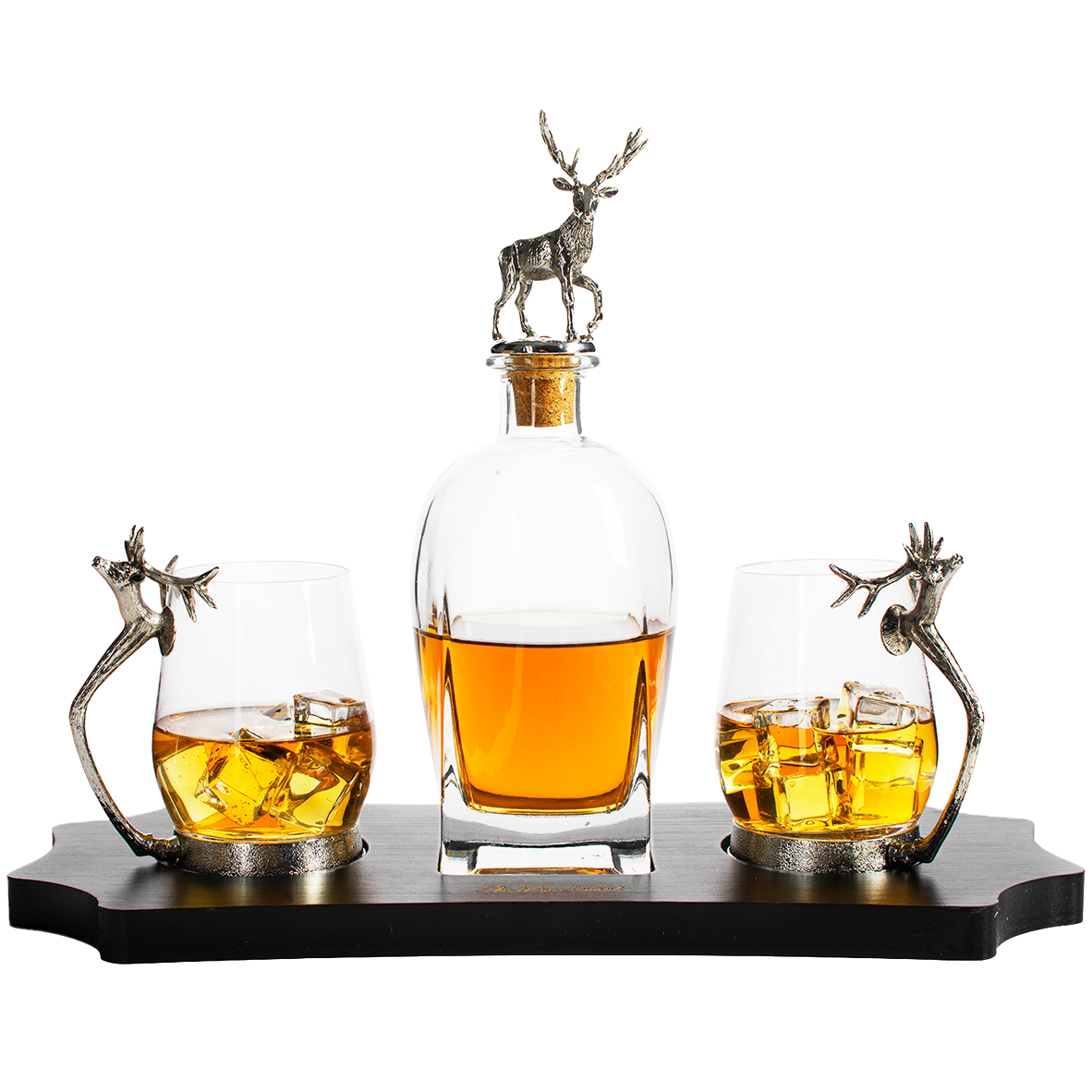 Stag Antler Decanter Set with 2 Stag Glasses - 750ml-1