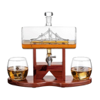 Whiskey Decanter Set - 1250ml Ship & 2 Whiskey Glasses-0