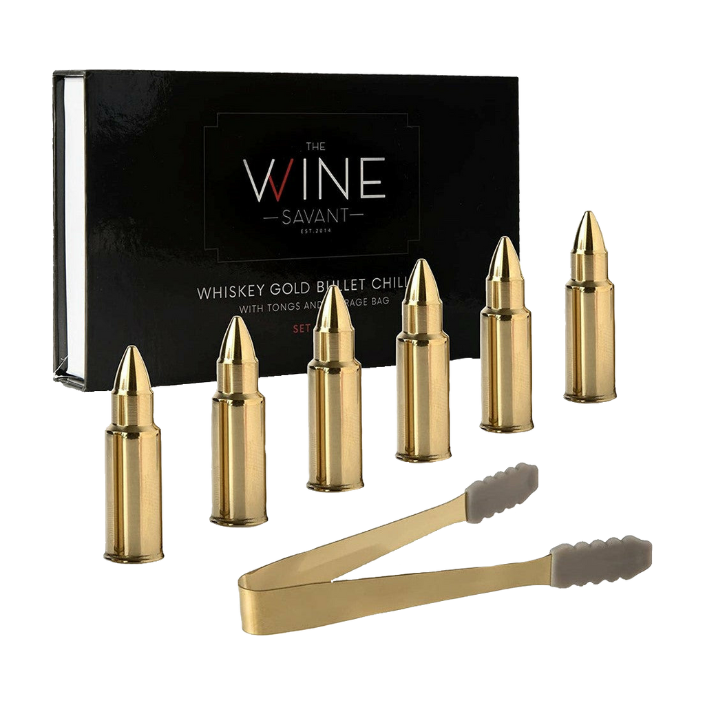 Bullet Whiskey Chillers Stones - 1.75in Whiskey Rocks, Set of 6 (Gold)-0