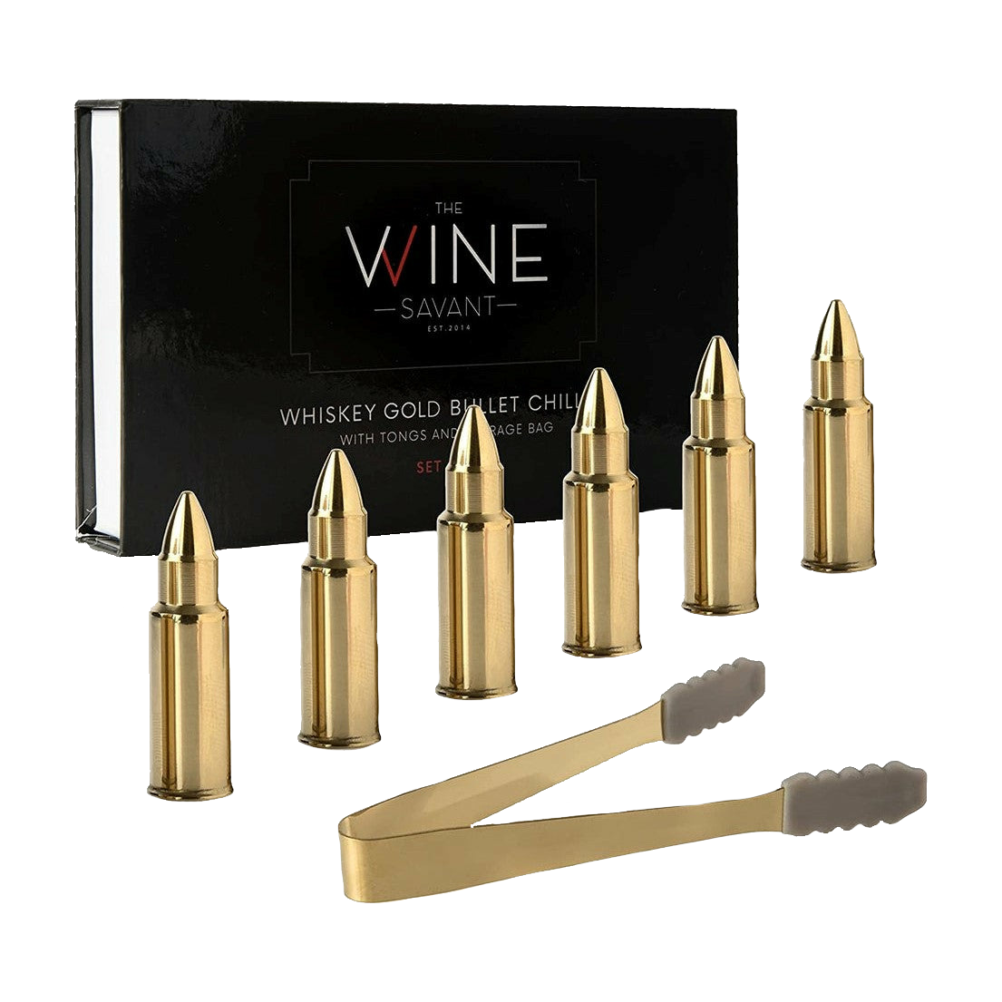 Bullet Whiskey Chillers Stones - 1.75in Whiskey Rocks, Set of 6 (Gold)-0