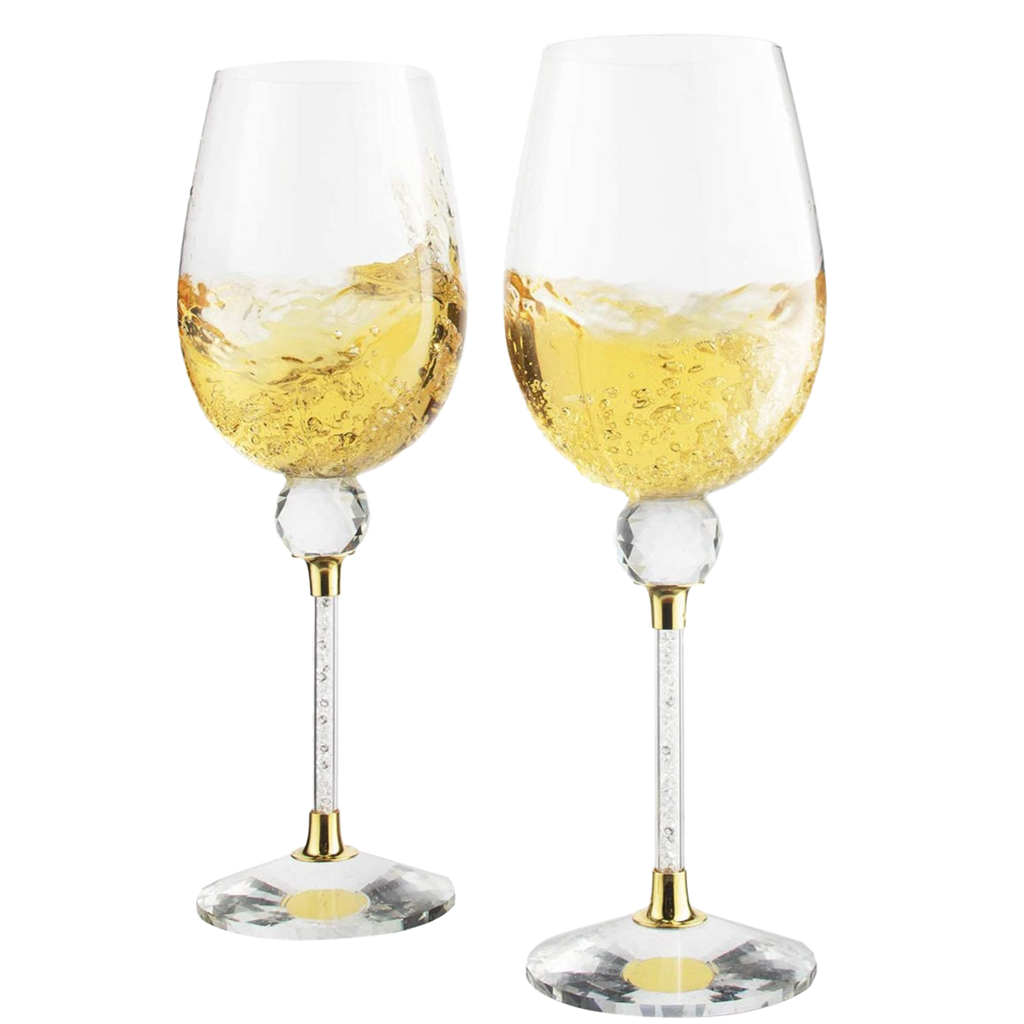 Rhinestone DIAMOND Studded Wine Glasses 16 Ounces Set