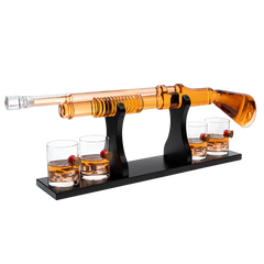 Shotgun Whiskey Decanter Set - 800 ml & 4 12oz Bullet Glasses-0