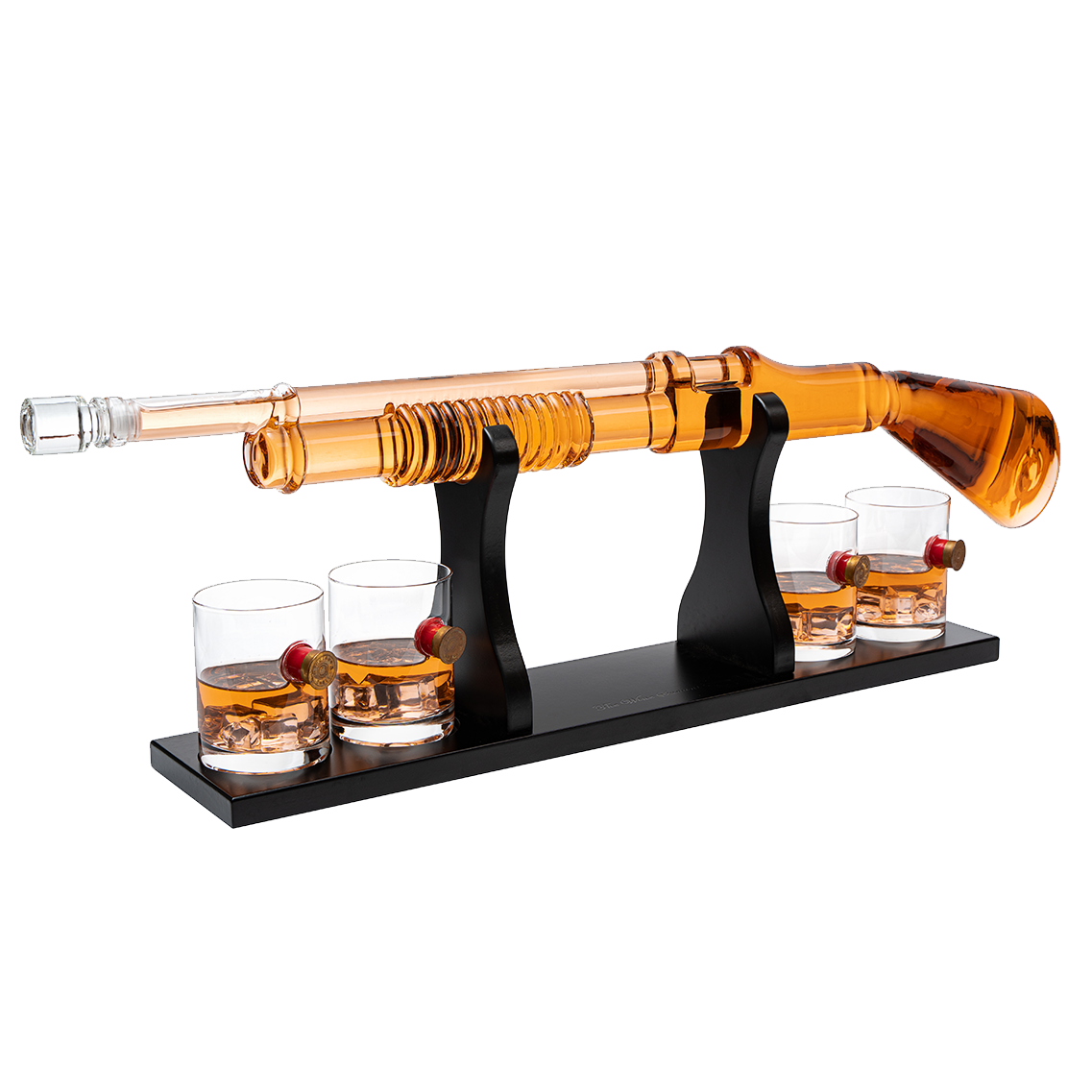 Shotgun Whiskey Decanter Set - 800 ml & 4 12oz Bullet Glasses-0