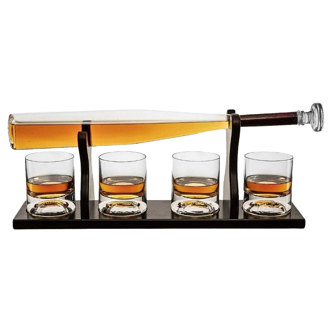 Baseball Bat Whiskey Decanter Set with 4 Baseball Glasses-0