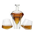 Diamond Whiskey Decanter - 2 Diamond Glasses Decanter Set-0
