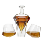 Diamond Whiskey Decanter - 2 Diamond Glasses Decanter Set-0