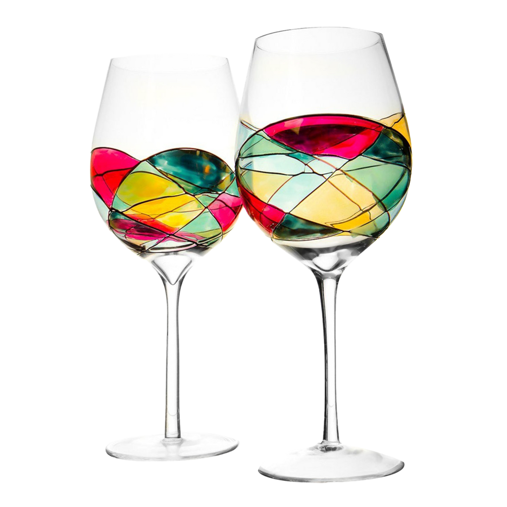 Artisanal Hand Painted Renaissance Romantic Stain - Set of 2 (Stemmed)-0